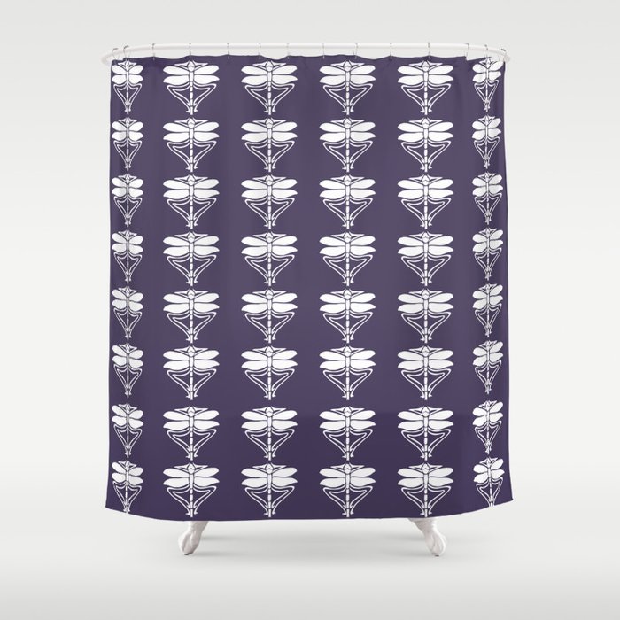 Meteorite Purple Arts And Crafts Dragonflies Shower Curtain By