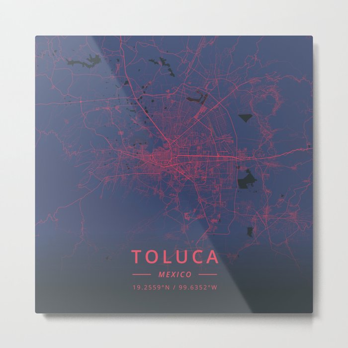 Toluca, Mexico - Neon Metal Print