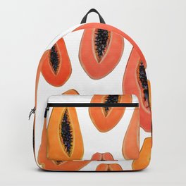 Papaya coral on white Backpack