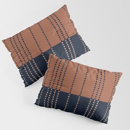 Spotted Stripes, Terracotta and Navy Blue Pillow Sham