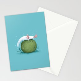 Axolotl on a Mossball Stationery Card