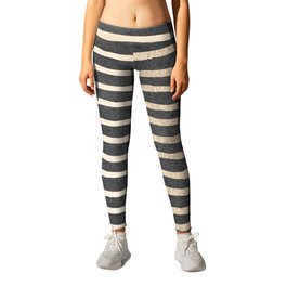 White Gold Sands Thin Stripes on Black Leggings