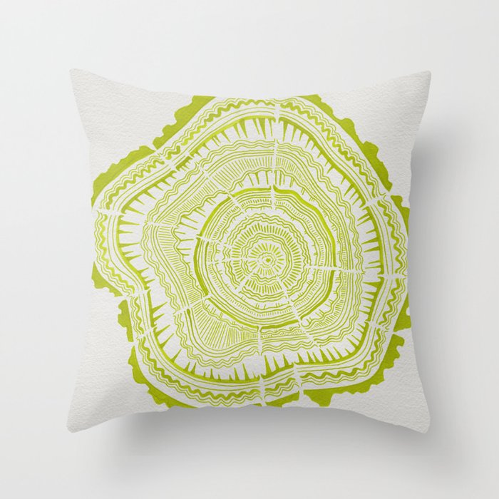 Lime Tree Rings Throw Pillow
