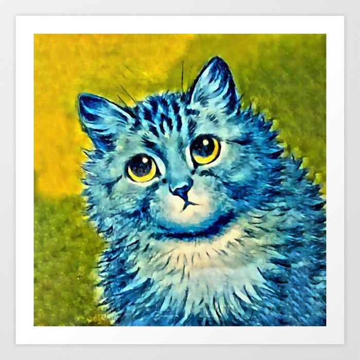 アートンワーズ THE BLUE CAT 原画 絵画 現代アート インテリア Louis Wan Cat Art-BLUE CAT Art Print by Digital Effects