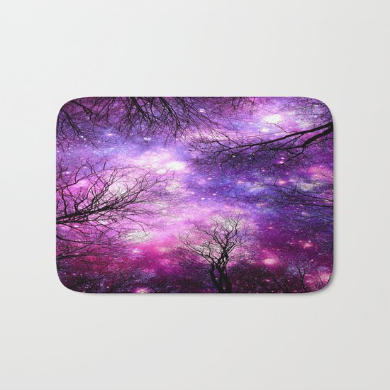 black trees fuchsia purple space Bath Mat