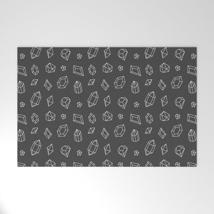 Dark Grey and White Gems Pattern Welcome Mat