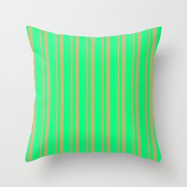 [ Thumbnail: Dark Khaki and Green Colored Stripes/Lines Pattern Throw Pillow ]