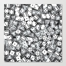 Casino Lucky Dice Gambler Abstract Gaming Pattern White Canvas Print