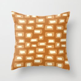 Mid Century Modern Styled Retro Tiled Pattern - Orange Throw Pillow