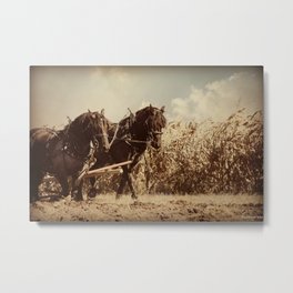 Plow Horses Metal Print | Farmhousestyleart, Countrystylewallart, Horsephotography, Vintage, Equinephotograph, Color, Horses, Vintagestylephotograph, Fineartphotography, Digital 