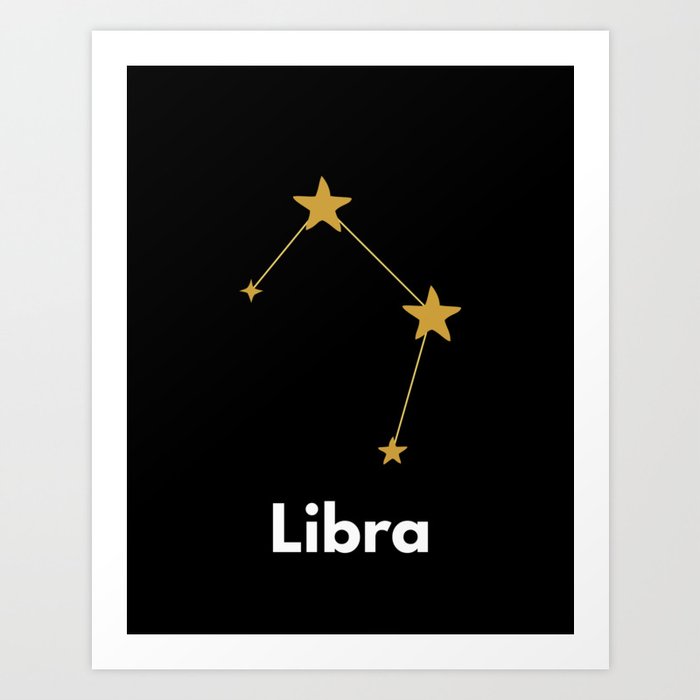 Libra, Libra Zodiac, Black Art Print