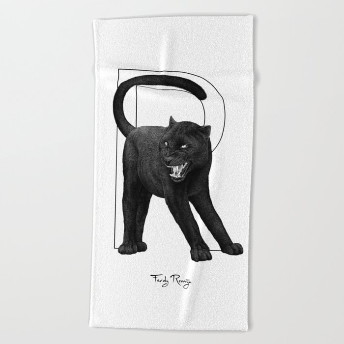 Black panther top beach towel
