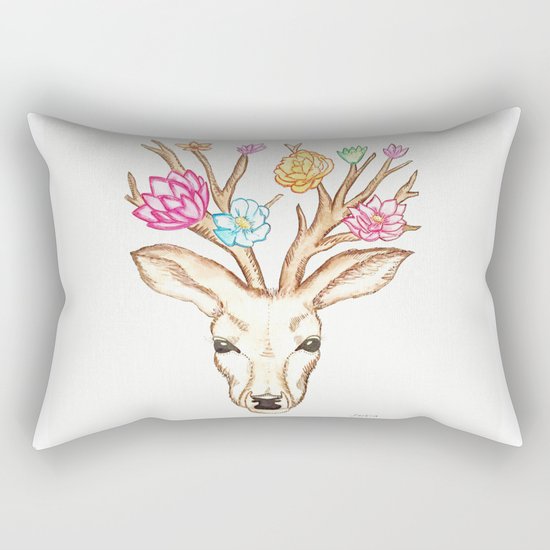 Deer with flowers Rectangular Pillow