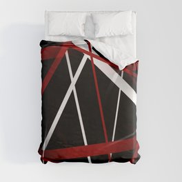 Seamless Red and White Stripes on A Black Background Duvet Cover