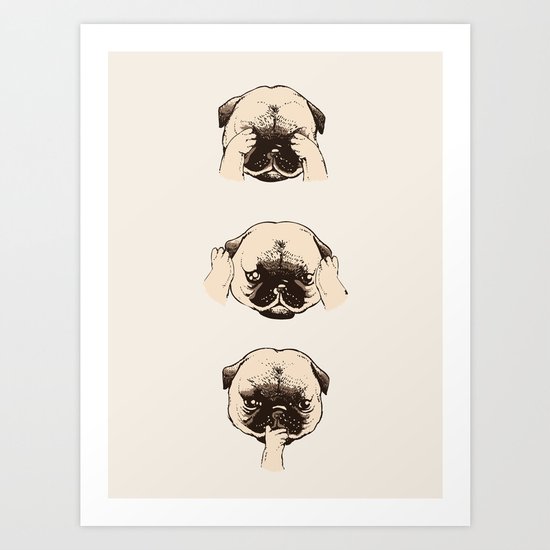 No Evil Pug Art Print