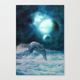 Freedom of dolphins Canvas Print