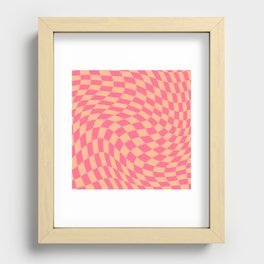 Pink and light orange swirl checker Recessed Framed Print