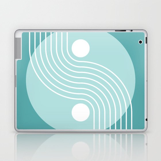Geometric Lines and Shapes 23 in Teal Green Laptop & iPad Skin