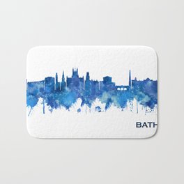 Bath England Skyline Blue Bath Mat | Bath, Illustration, Modern, Art, City, Landmarks, Somerset, Skyline, Watercolor, Painting 