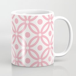 Pretty Intertwined Ring and Dot Pattern 633 Pink and Linen White Mug