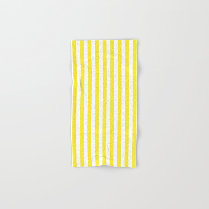 Yellow and White Cabana Stripe Pattern Hand & Bath Towel
