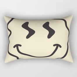 Wonky Smiley Face - Black and Cream Rectangular Pillow