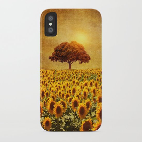 lone tree & sunflowers field (II) iPhone Case