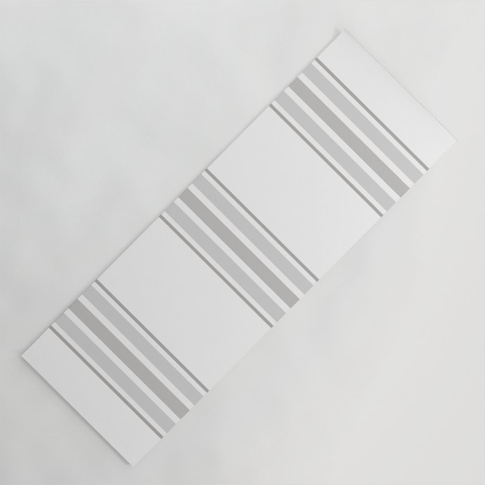 Farmhouse Ticking Stripes in Gray on White Yoga Mat
