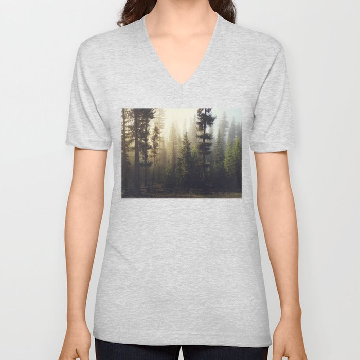 Sunrise Forest V Neck T Shirt