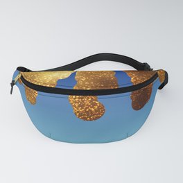 Blue And Gold Glitter Gradient Ombre Sombre Abstract,Sparkles,Shine,Shiny,Shimmer Fanny Pack