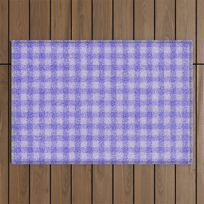 Nappy Faux Velvet Gingham in Lavender on Lilac Outdoor Rug