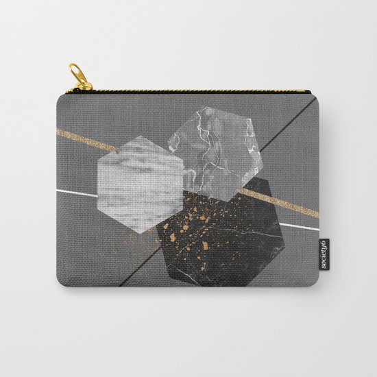 Marble Exagons and Gold Carry-All Pouch