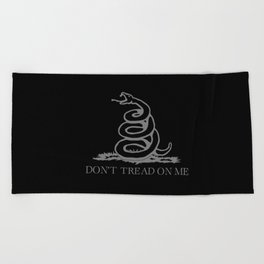 Don't Tread On Me Black Gasden Flag Beach Towel