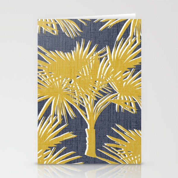 Tropical Palm Trees Gold on Navy Stationery Cards