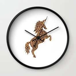 Haute Leopard Cute Unicorn With Leopard Print Wall Clock