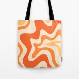 Retro Liquid Swirl Abstract Pattern Square Tangerine Orange Tones Tote Bag