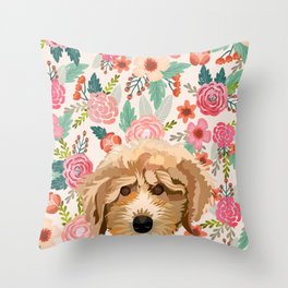 Poodle floral pet portrait dog breed gifts for pure breed dog lovers Throw Pillow