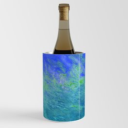 Sea Inspired Abstract Painting with Blue, Green and Teal Wine Chiller