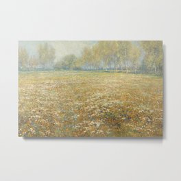 Flowering Meadow Metal Print | Flowers, Landscape, Vintage, Classic, Painting, Oil, Nature, Trees 