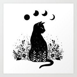 Night Garden Cat Art Print