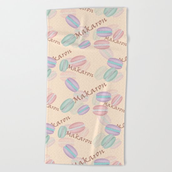 Sweet French pastries. Macaron. Beach Towel