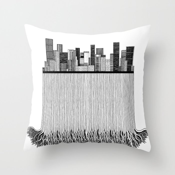 City with roots Throw Pillow