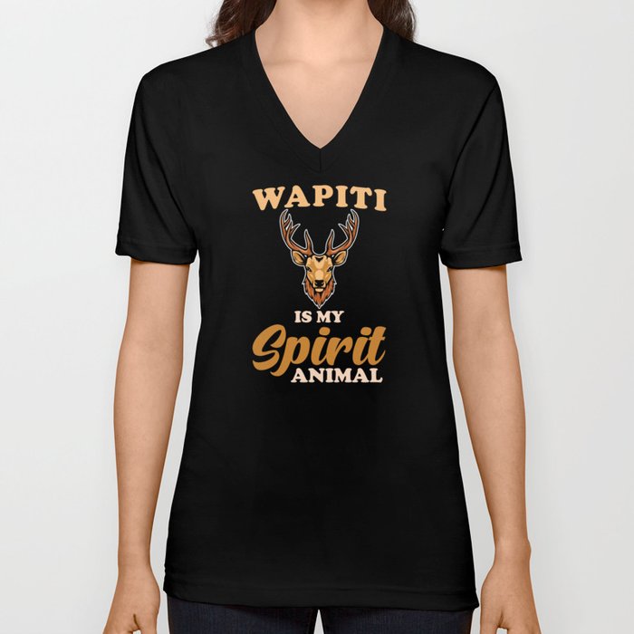Wapiti Spirit Animal V Neck T Shirt