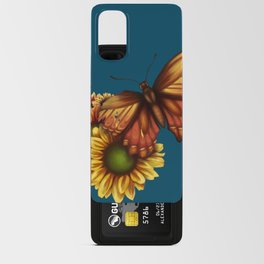 Broken Mariposa in Blue - Autumn Butterfly with Torn Wing and Sunflowers Android Card Case