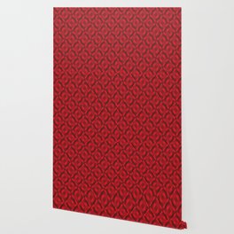 A red-black pattern of rhombuses connected by quatrefoils and a black middle. Wallpaper