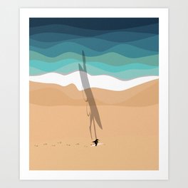 Beach Vibes | Surfer From Above  Art Print