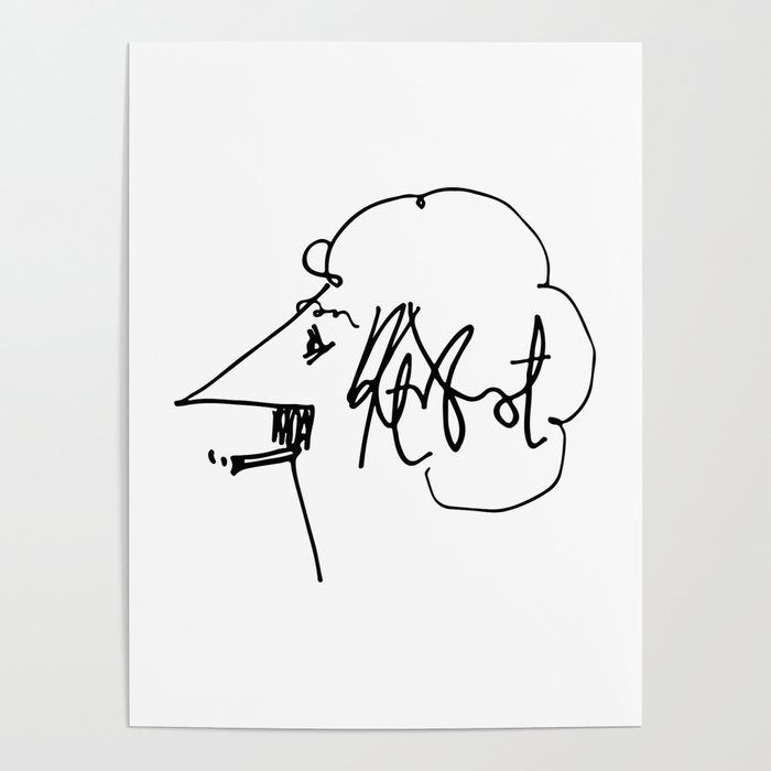 Vonnegut Self Portrait Artwork, Design for Wall Art, Prints, Posters, Tshirts, Bags, Women, Men, Kid Poster