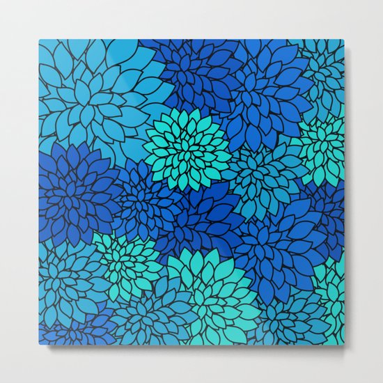 Floral Pattern - Shades of Blue Flower Patterns Metal Print