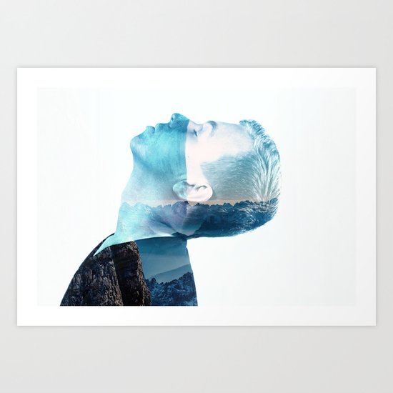 double exposure Face Art Print