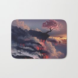Scorched Earth Bath Mat | Digital, Lava, Painting, Cherry Tree, Japan, Earth, Planet, Comic, Ink Pen, Tree 
